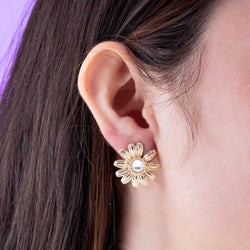 Arete de flor con circonia 21mm