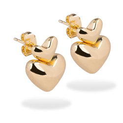 Arete chunky  doble corazon liso 15mm