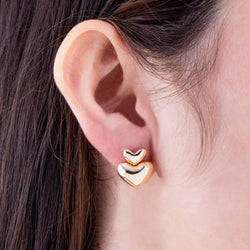 Arete chunky  doble corazon liso 15mm