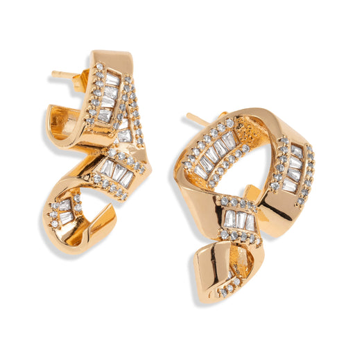 Arete en forma de lazo ondulado con circonias 27mm