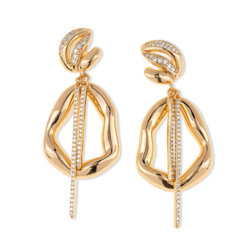 Arete largo silueta gota  y barras colgantes 59mm