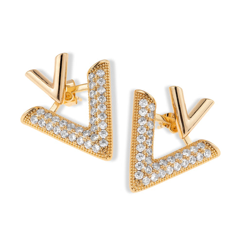 Arete en forma de v con circonias 27mm