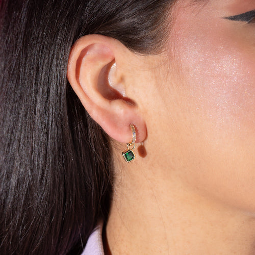 Huggies colgante de rombo circonia verde 20mm