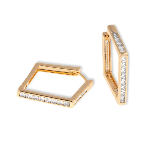 Arracada en forma de rombo con circonias 28mm