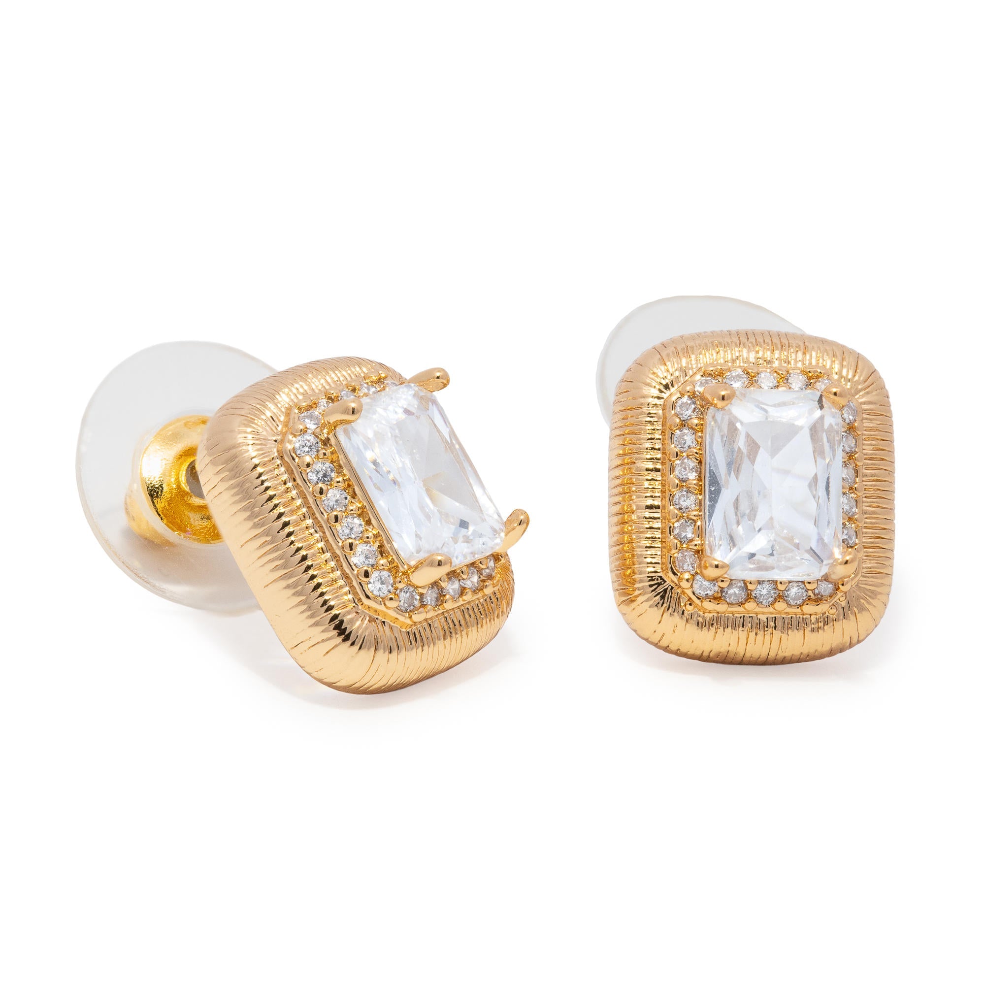 Arete rectangular con circonias 12mm