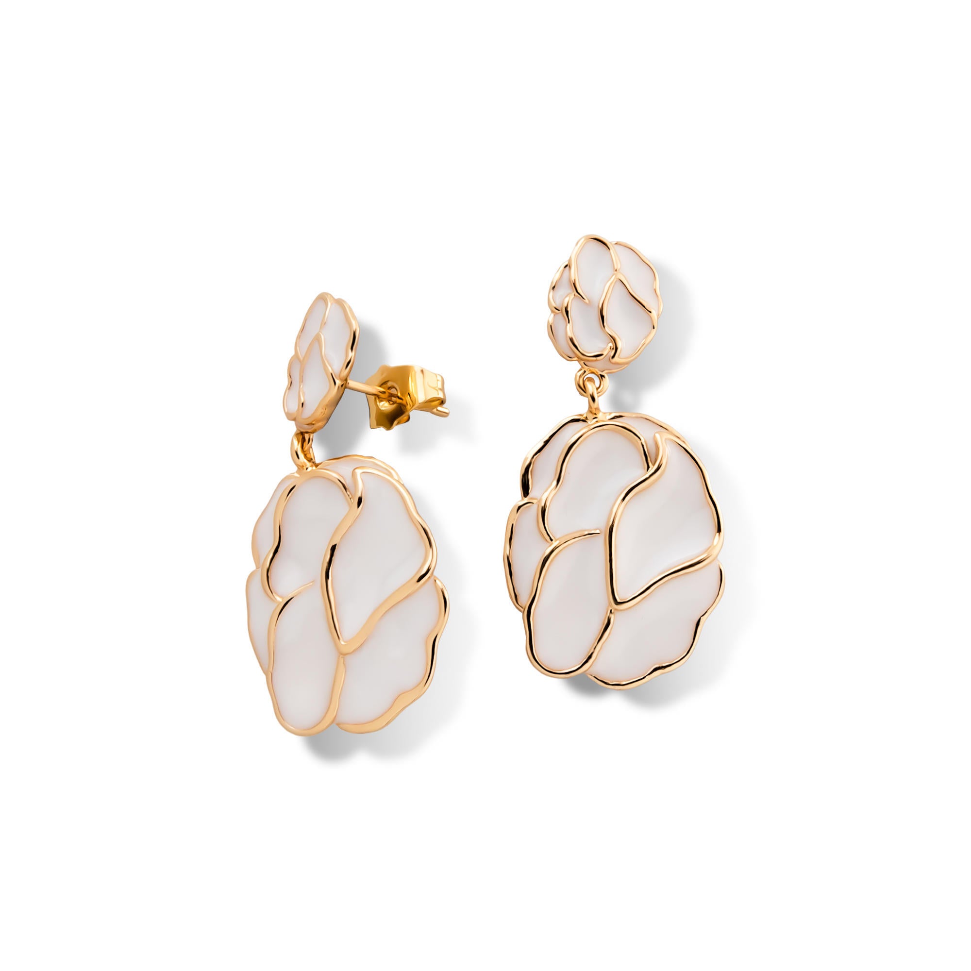 Arete de petalos esmaltados biselados 38mm