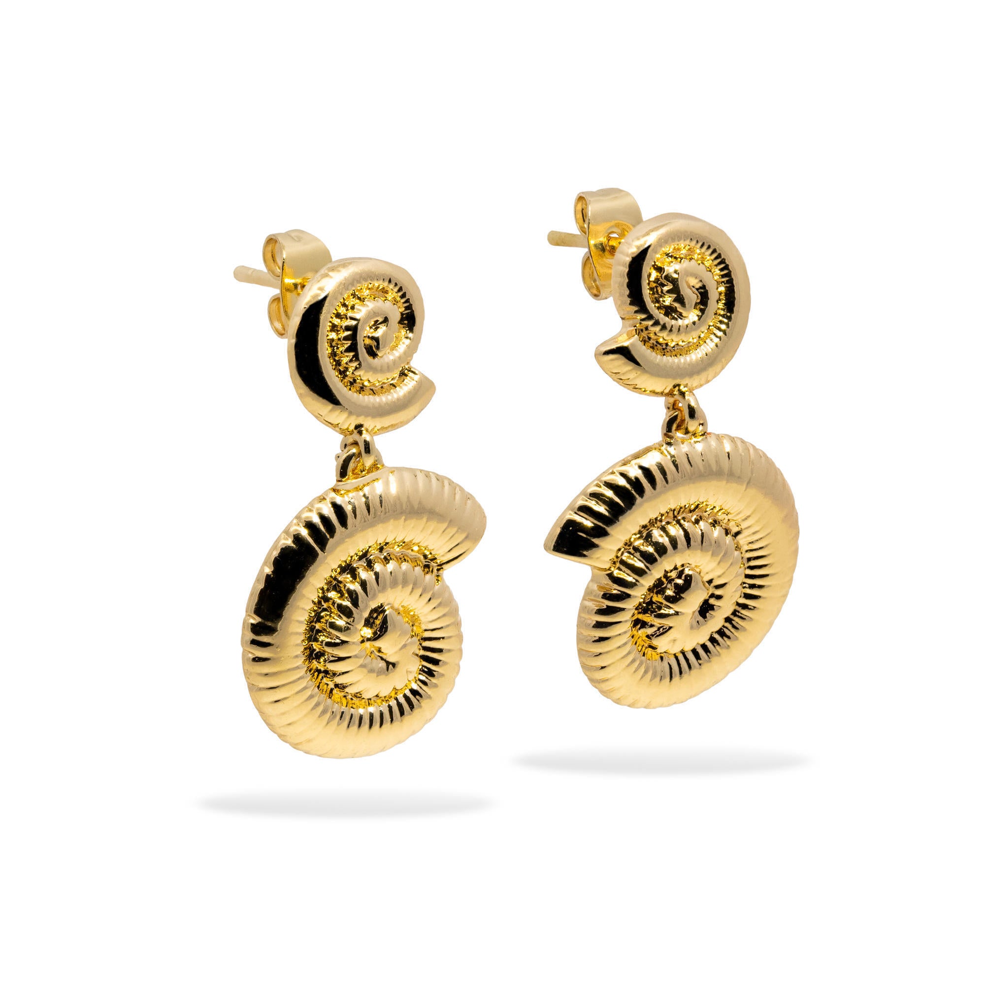 Aretes largos de caracoles ammonites acanalados 32mm