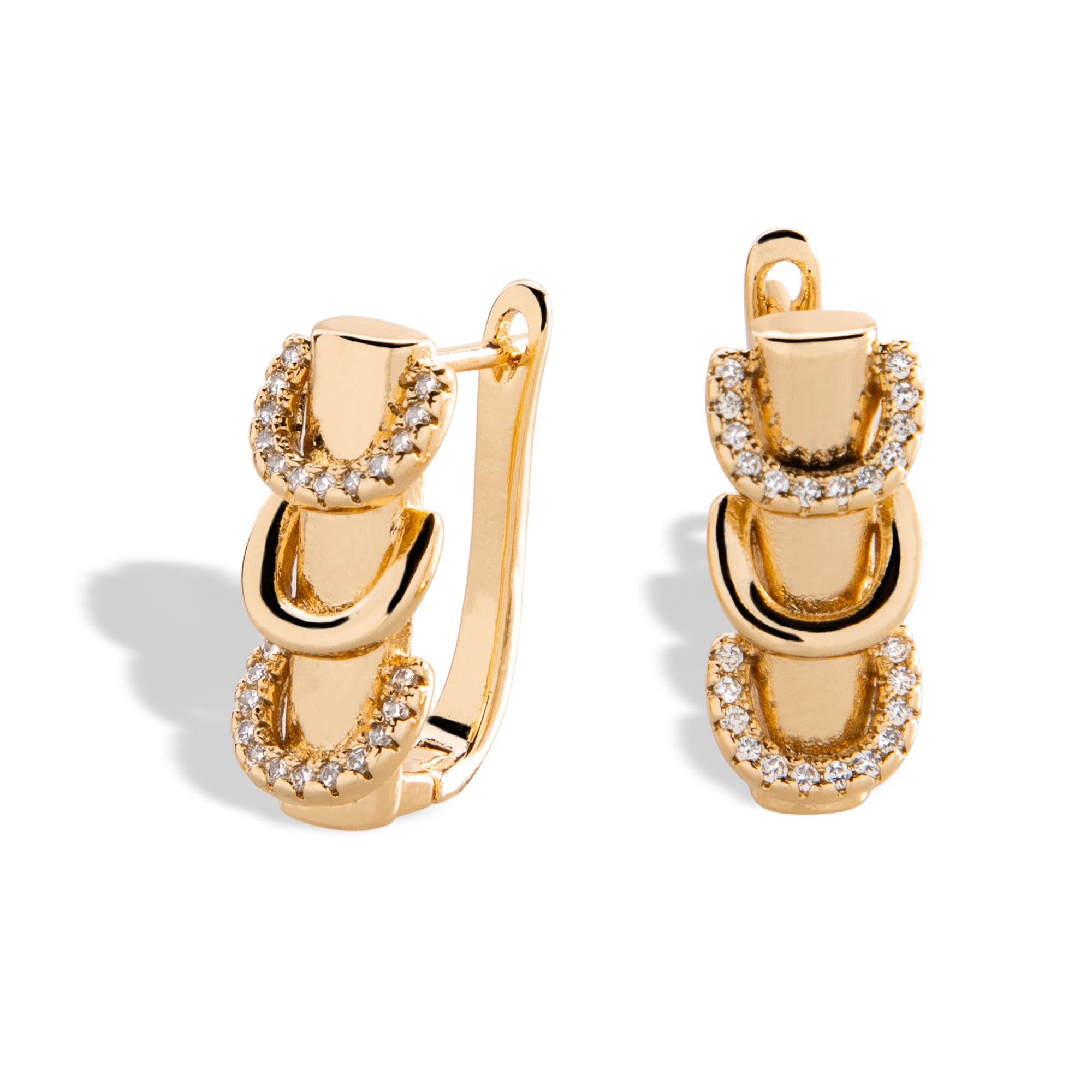 Aretes triple eslabon con circonias 20mm