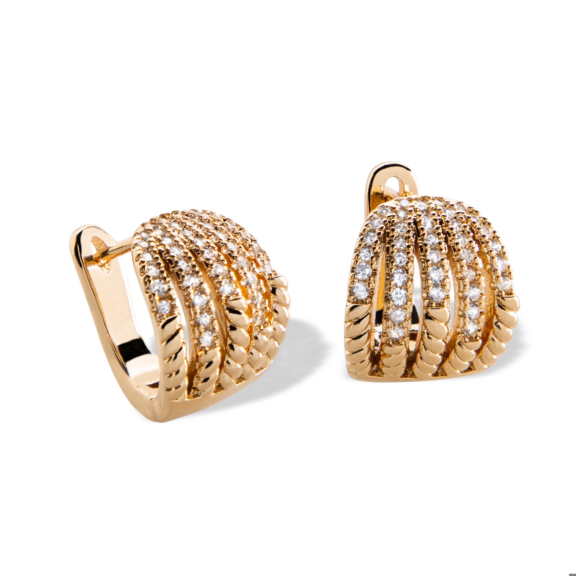 Aretes de lineas trenzada con circonias 14mm