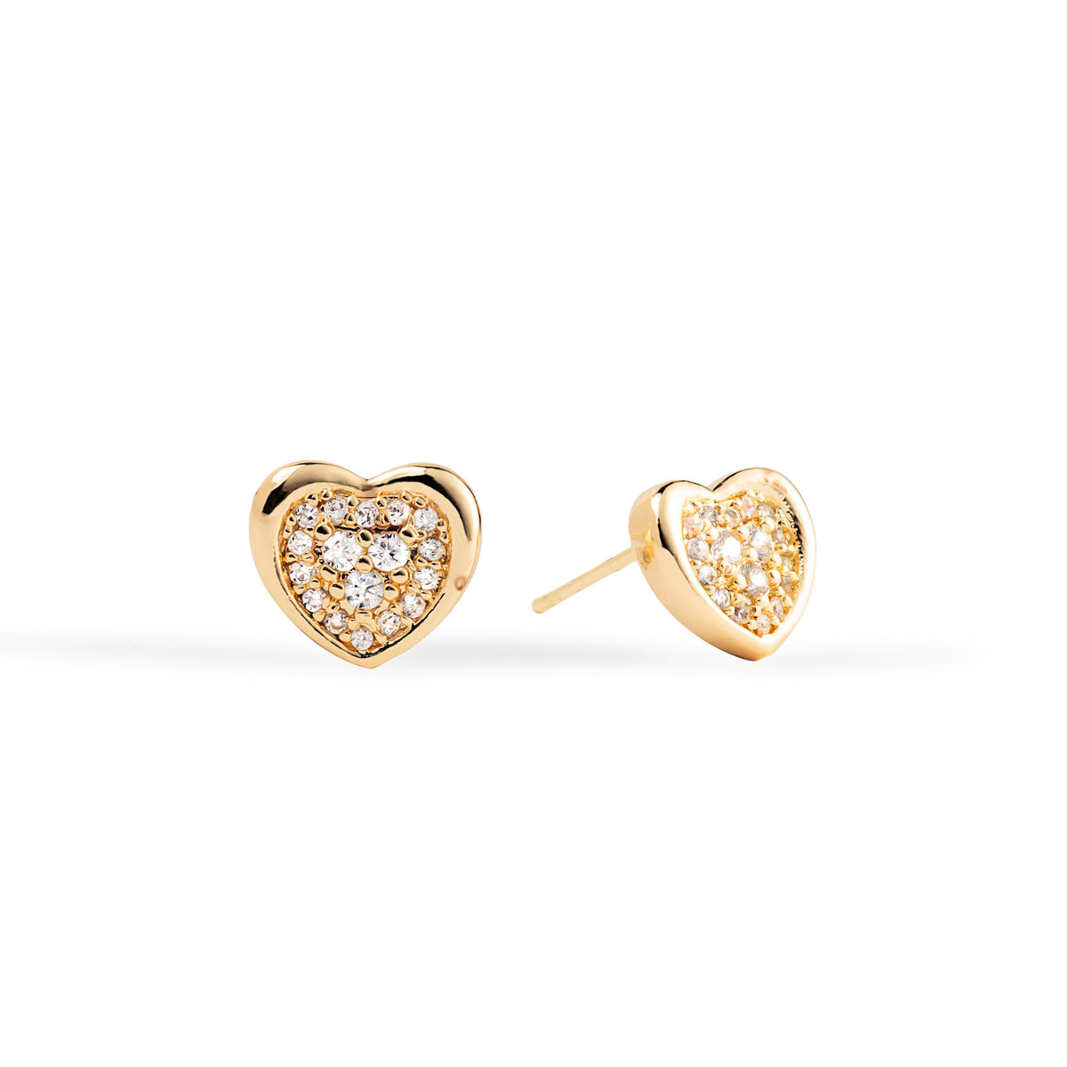 Aretes de corazon con circonias bisel liso 10mm