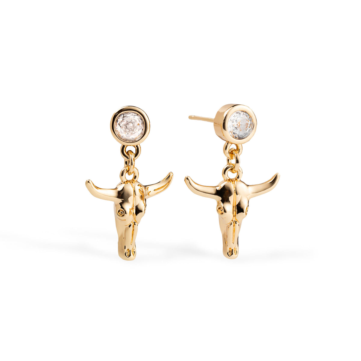 Aretes de circonia con cabeza de toro colgante 24mm
