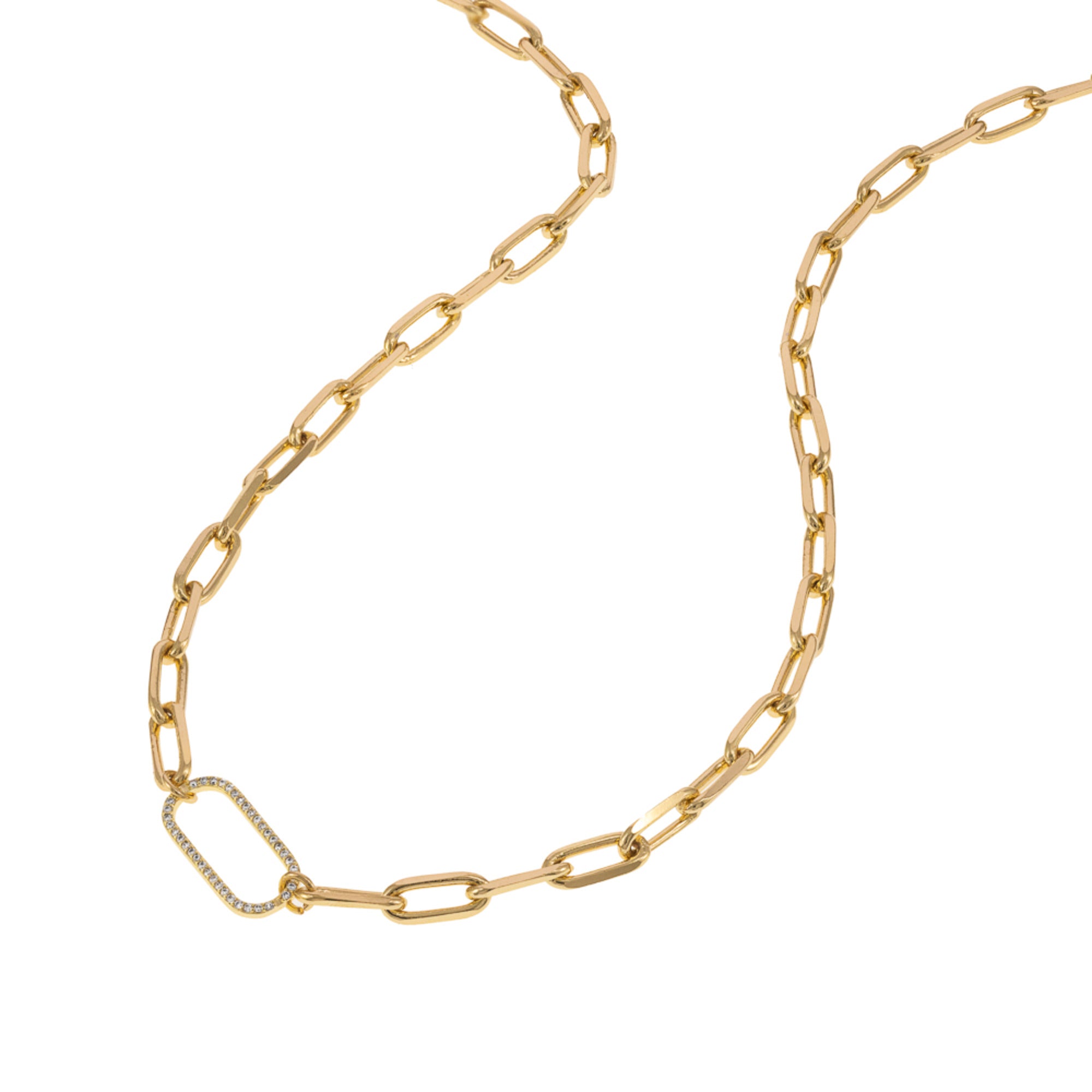 Cadena Eslabon Largo con Circonias 45CM Chapa