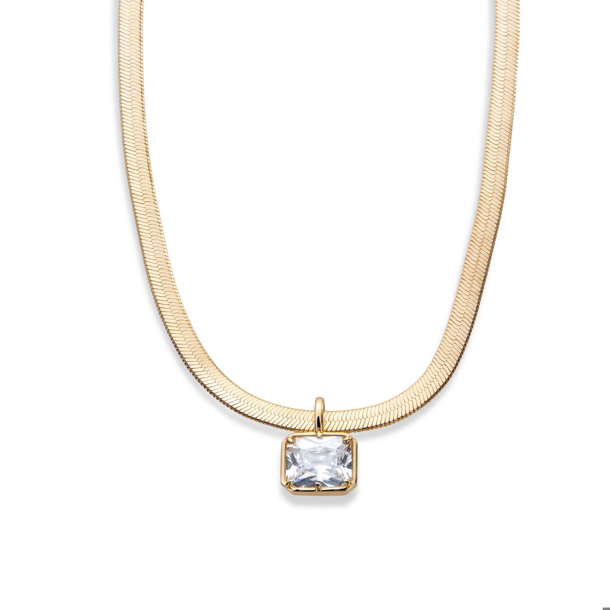 Collar panza de vibora dije circonia rectangular biselada 46-21cm