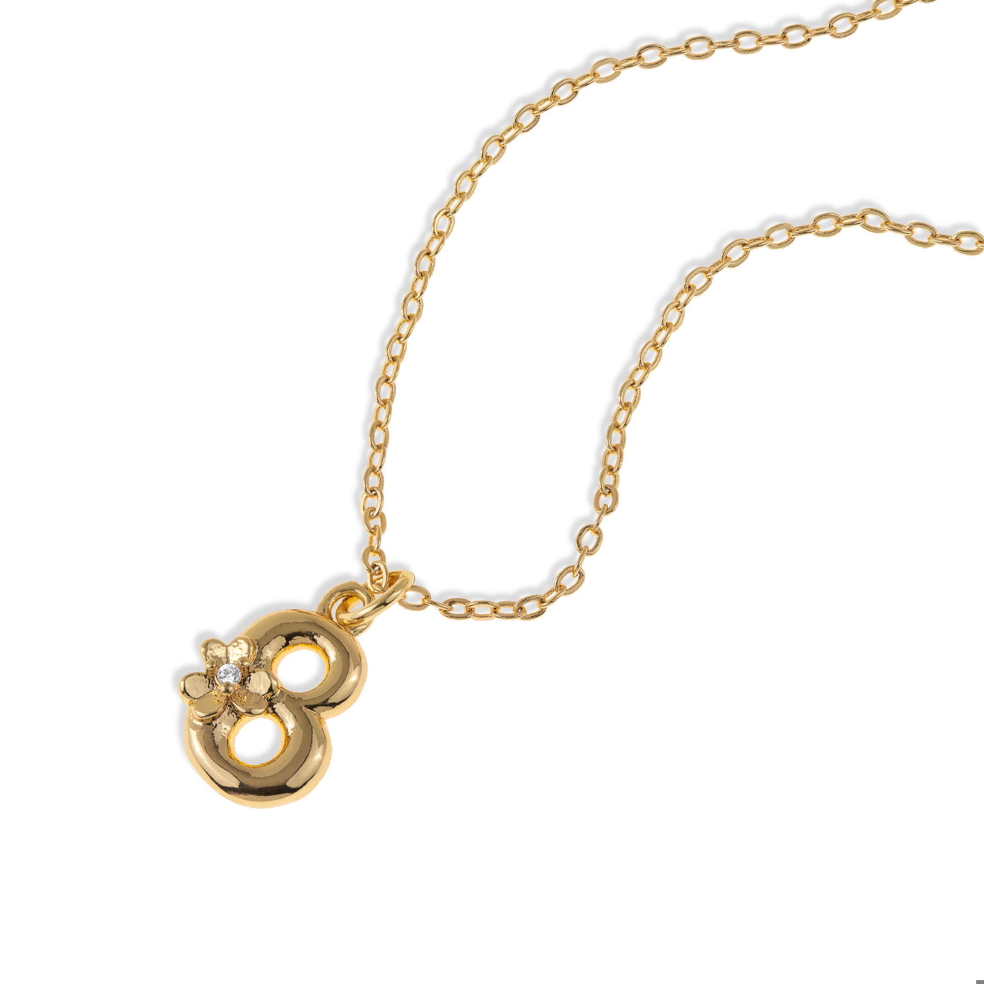 Collar con letra tipo globo con flor y circonia 45-50cm/14mm
