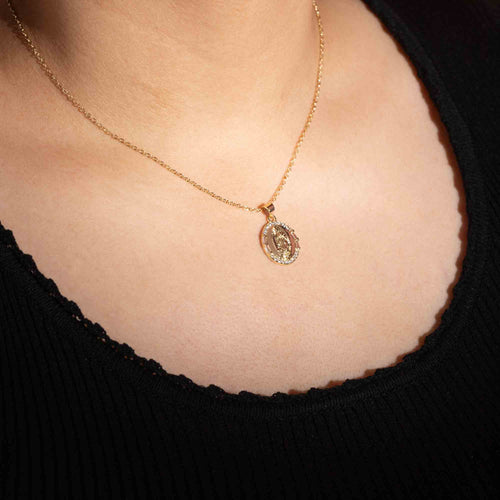 Collar con Medalla ovalada Virgen de Guadalupe con circonias 45-50cm