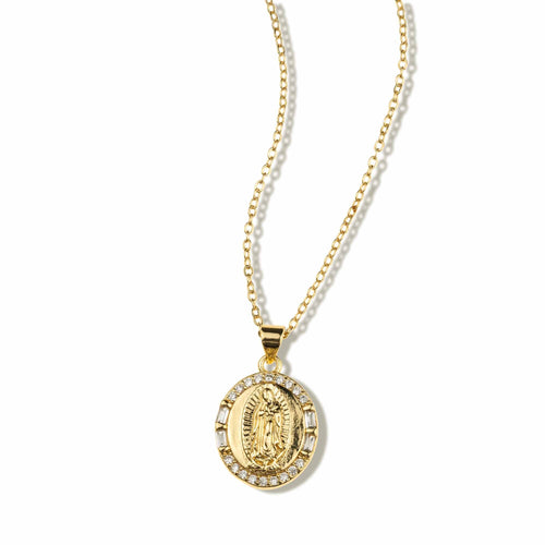 Collar con Medalla ovalada Virgen de Guadalupe con circonias 45-50cm