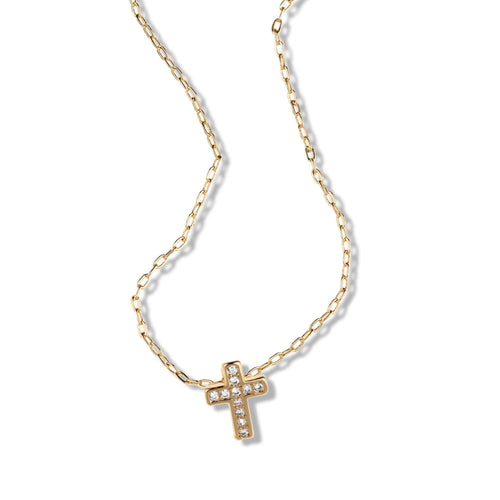 Collar de Cruz transversal con circonias 45-50cm