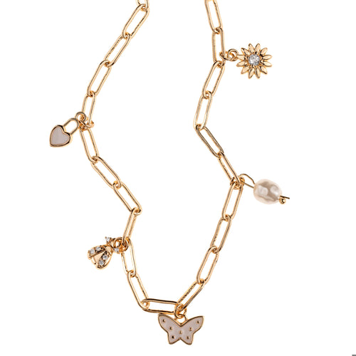 Collar de mariposa flor y catarina esmalte circonias 40-45cm