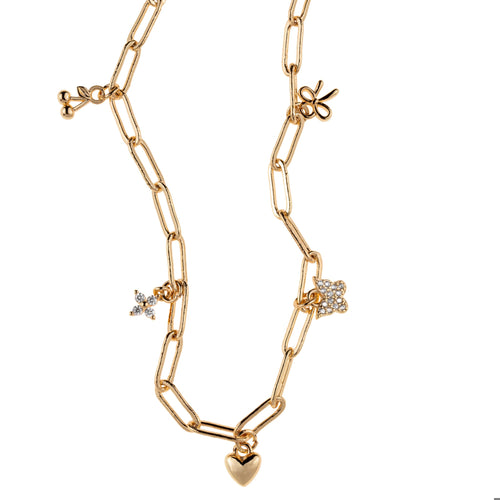 Collar de mariposa moño y cerezas con circonias 40-45cm