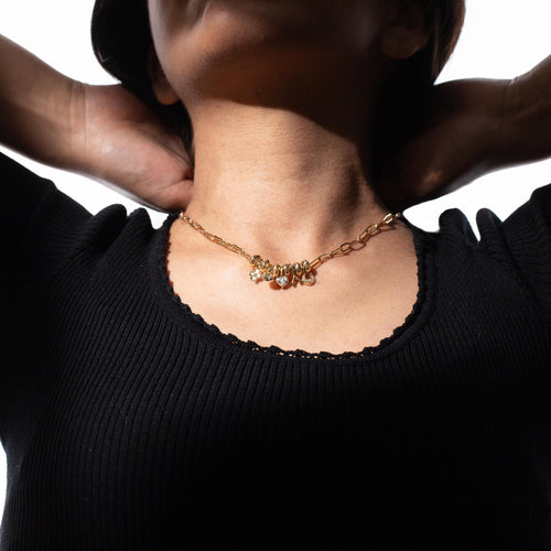 Collar mix dijes de la suerte circonias 45-50cm