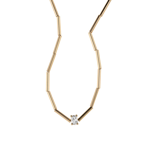 Collar canutillo con dije de circonia ovalada 40-45cm