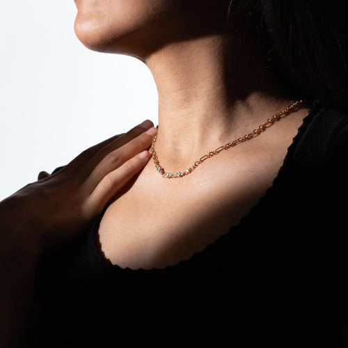 Collar de eslabones con circulos y circonias 45-50cm