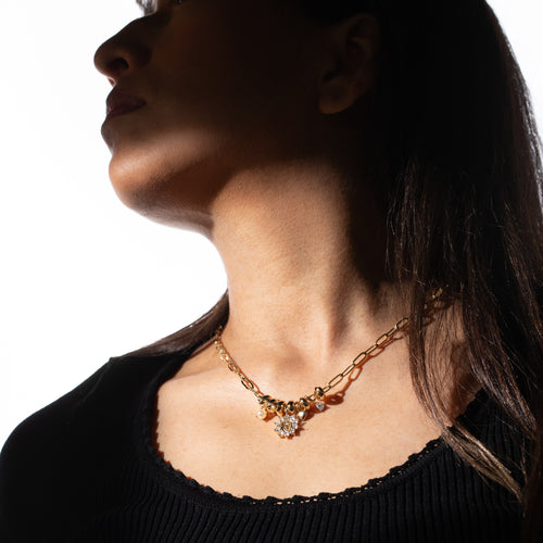 Collar con Medalla de Virgen de Guadalupe y cruz con circonias 45-50cm