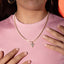 Collar cola de raton cuadrada y cruz circonias 45-50cm