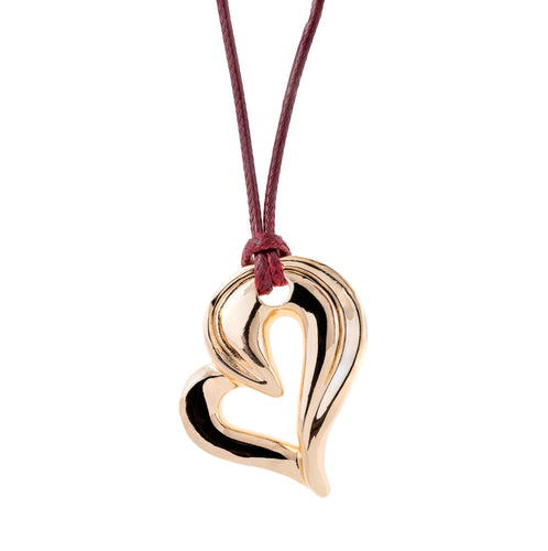 Collar ajustable de hilo encerado con dije de corazon 60cm