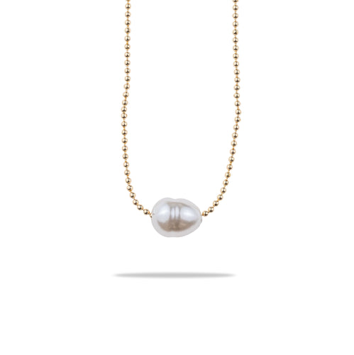 Collar cadena de balin con dije de perla 45cm