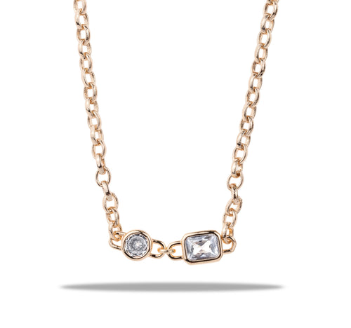 Collar con circonia redonda y rectangular 45-50cm