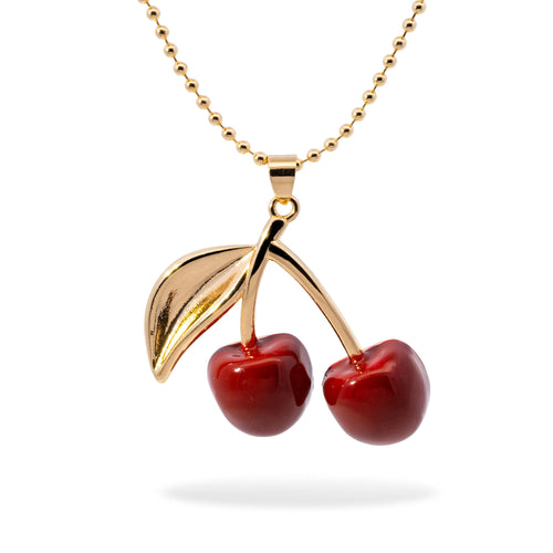 Collar de cerezas esmaltadas 50-54cm