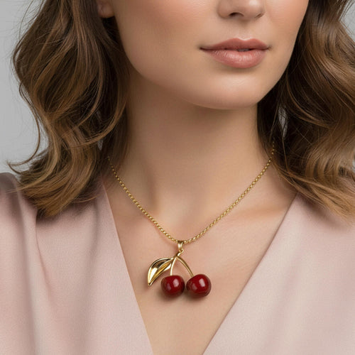 Collar de cerezas esmaltadas 50-54cm