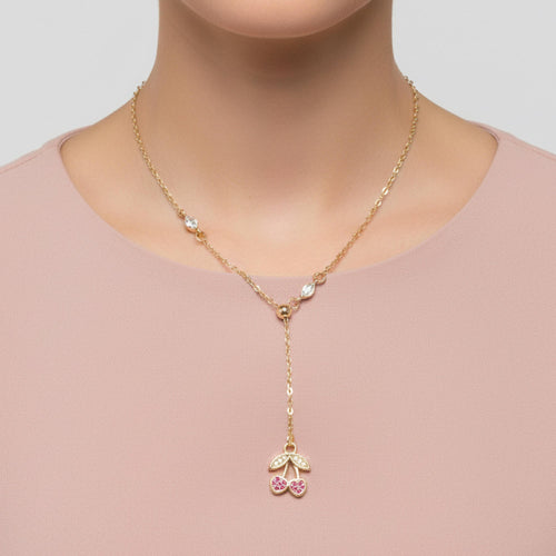 Collar corbatin de cerezas con circonias 45-50cm