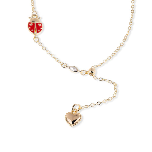 Collar corbatin de corazon con catarina esmaltada 45-50cm