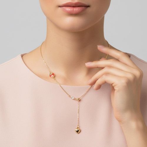 Collar corbatin de corazon con catarina esmaltada 45-50cm