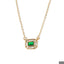 Collar  dije rectangular y circonia verde esmeralda 45-50cm