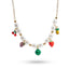 Collar con perlas y dijes de frutas esmaltadas 45-50cm