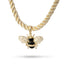 Collar cordon beige trenzado y dije de abeja esmaltada 45-50cm