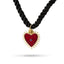 Collar cordon negro trenzado y dije  corazon esmaltado 40-45cm