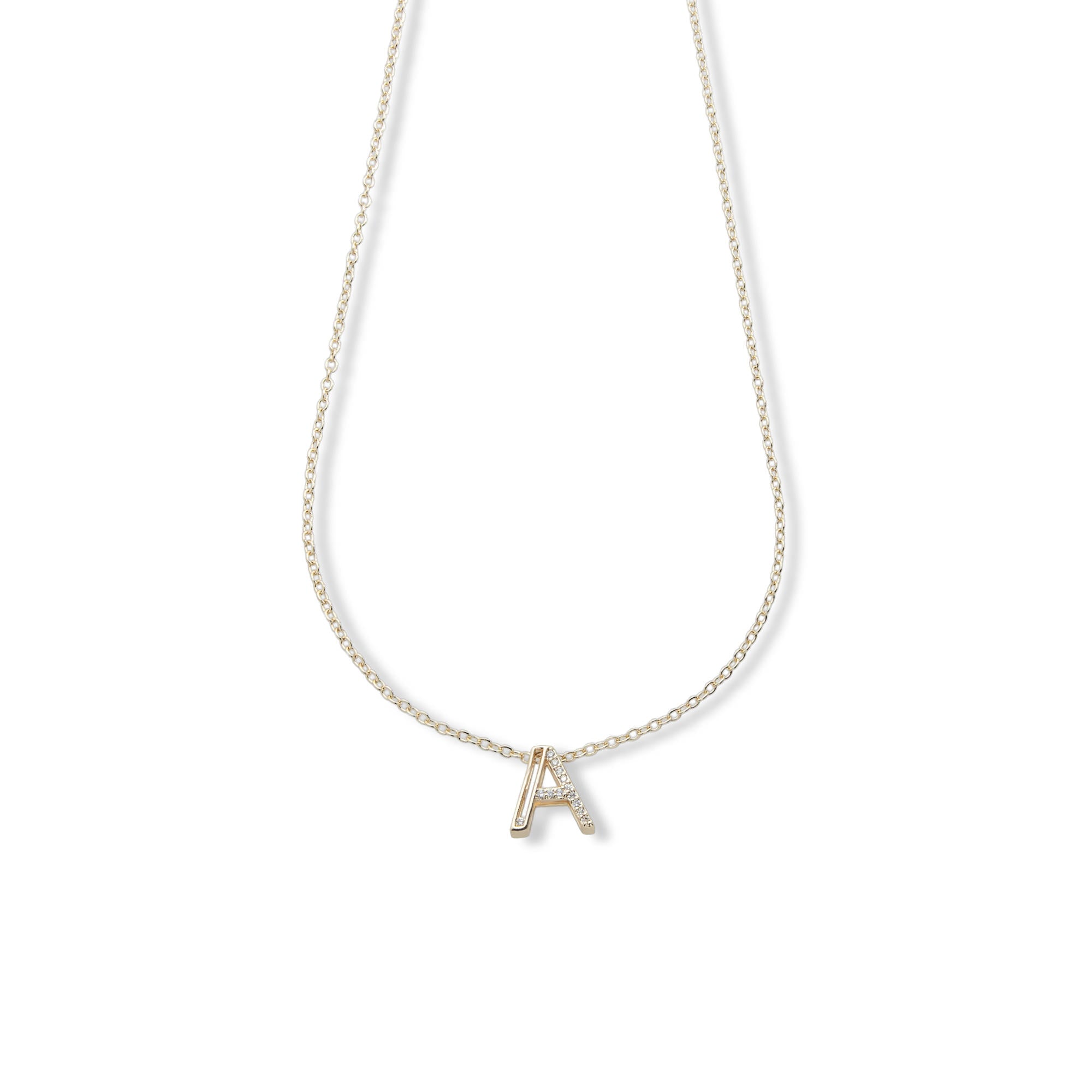 Collar letra acanalada con circonias 45-50cm