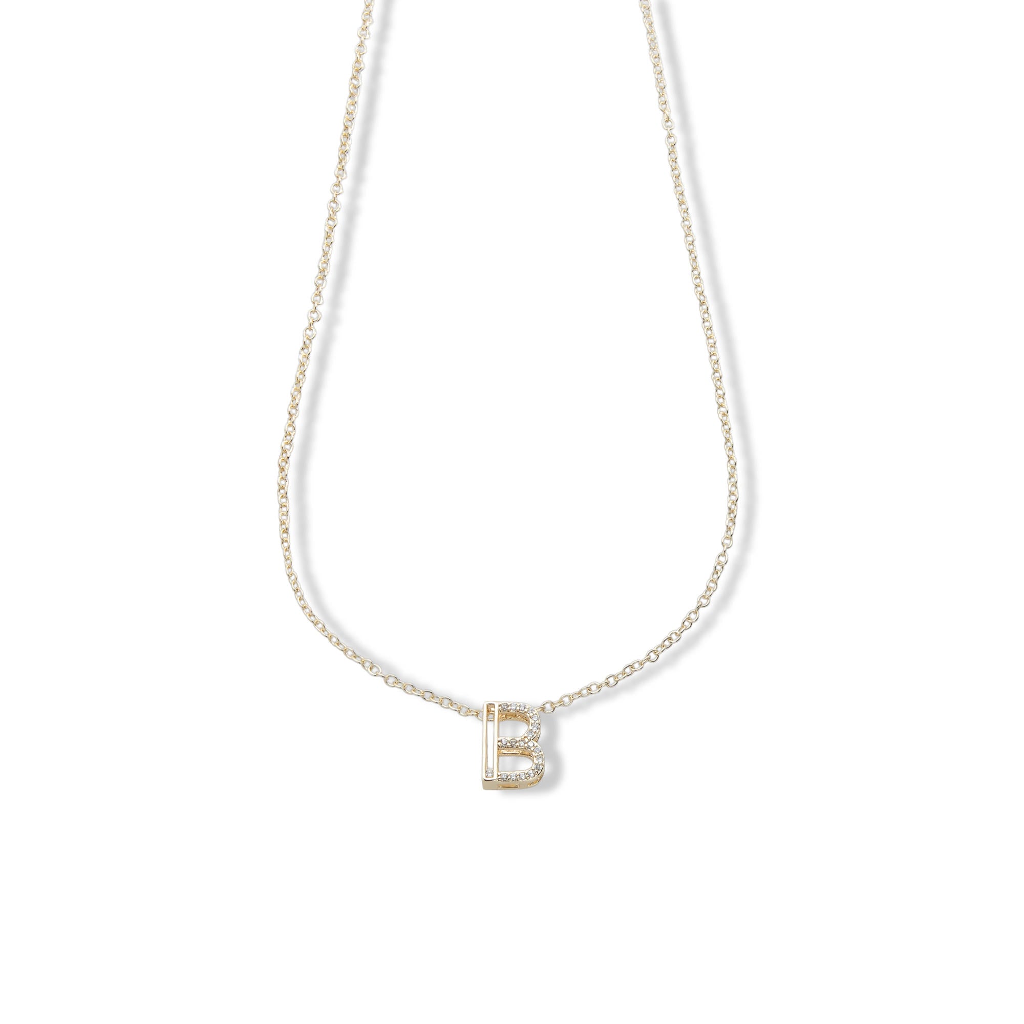 Collar letra acanalada con circonias 45-50cm