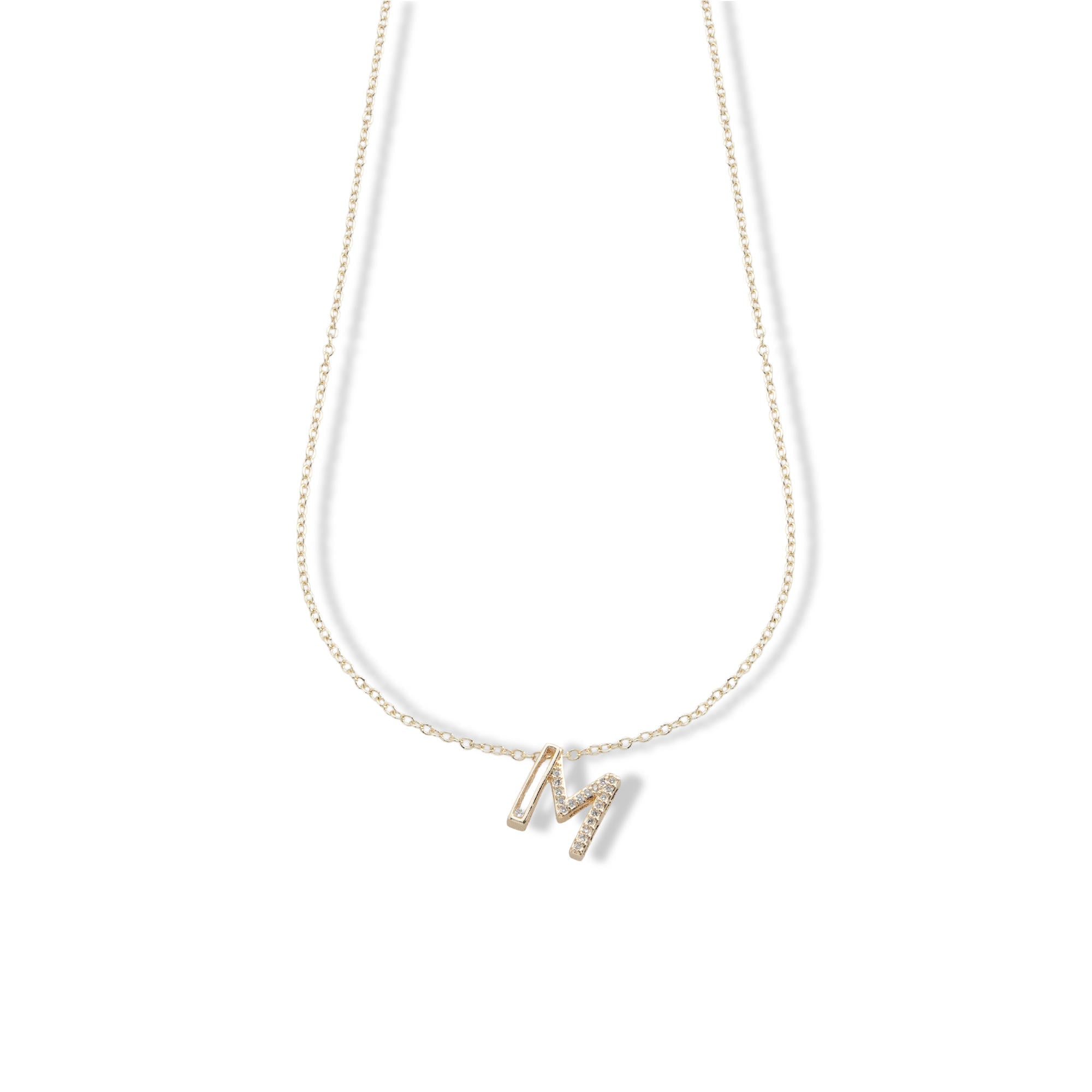 Collar letra acanalada con circonias 45-50cm