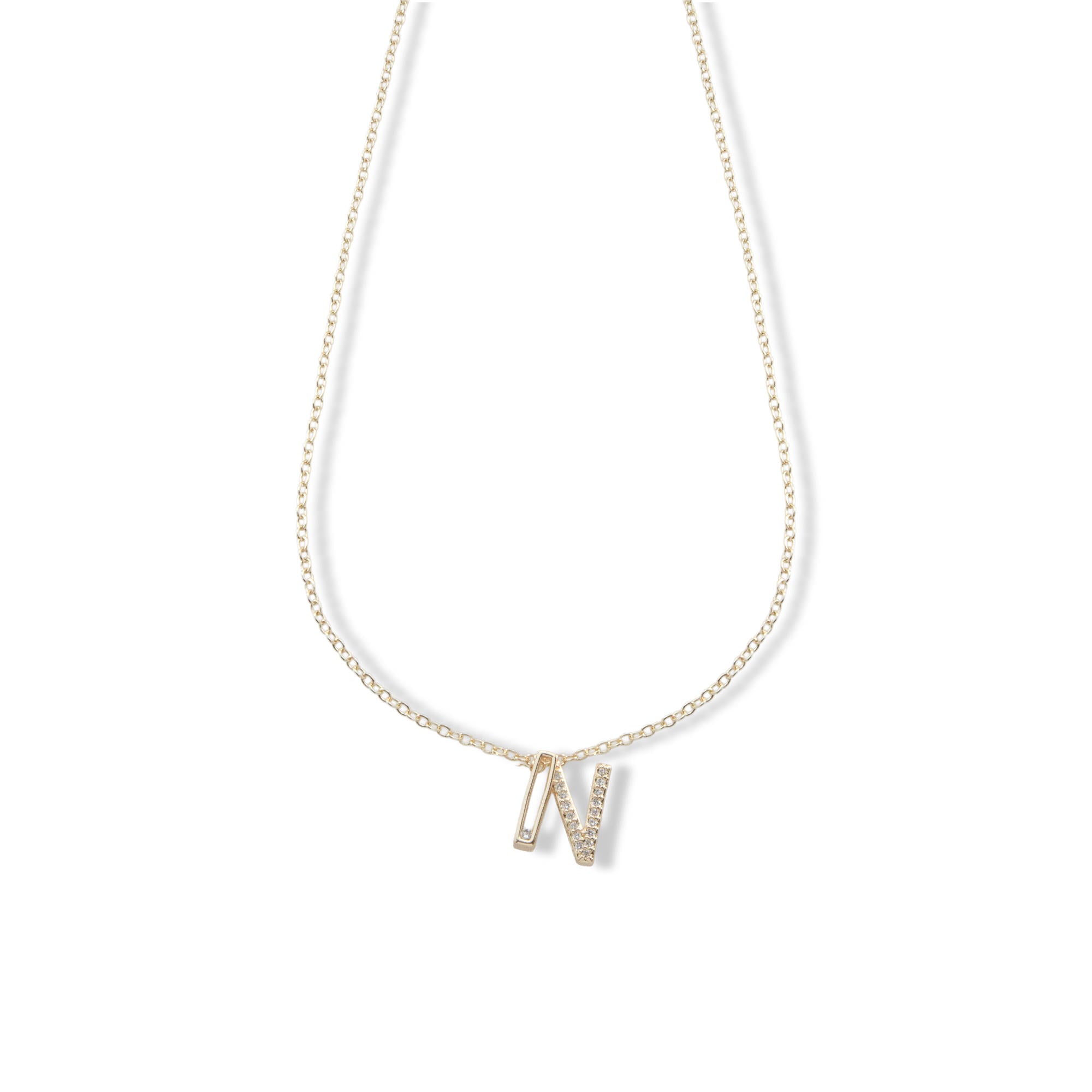 Collar letra acanalada con circonias 45-50cm