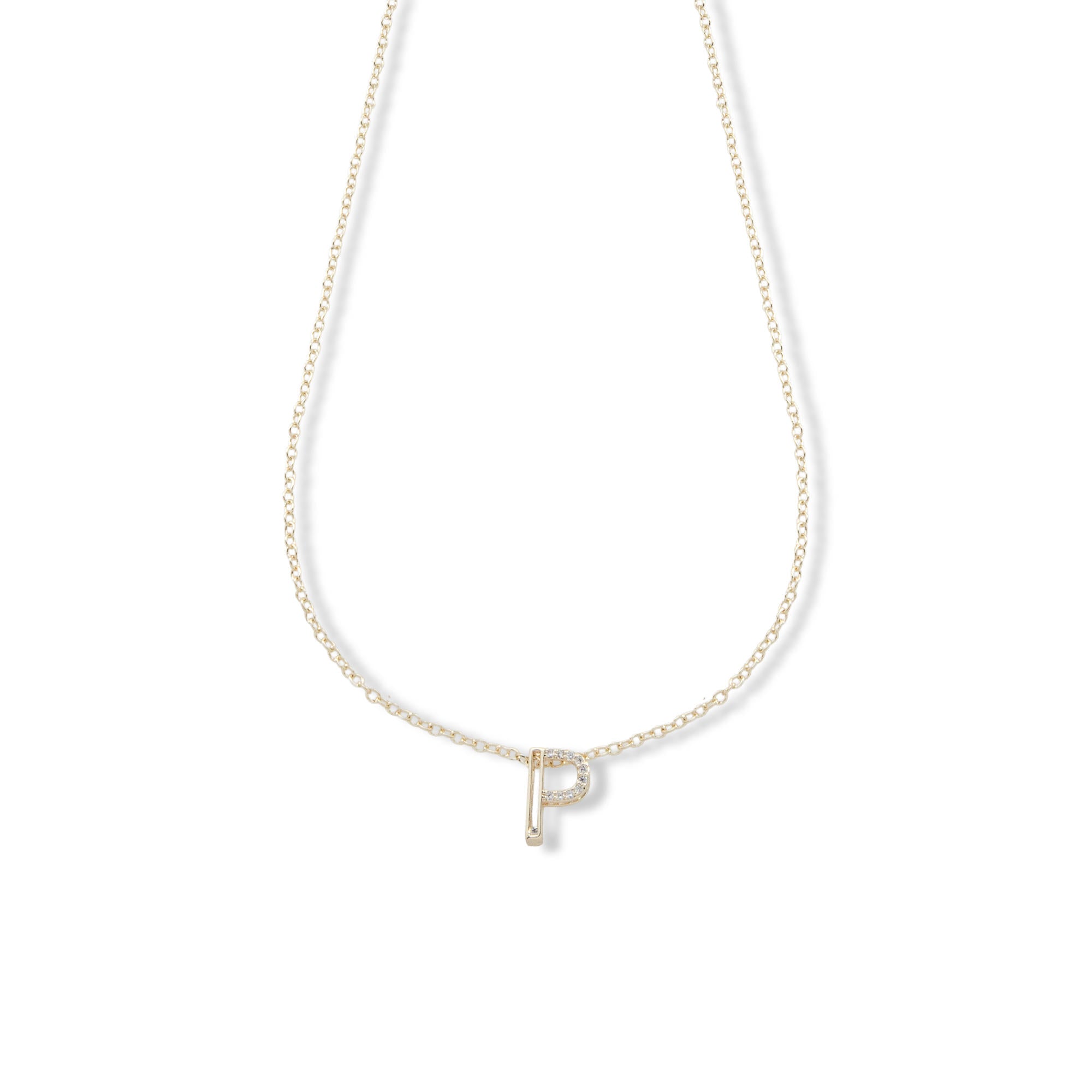 Collar letra acanalada con circonias 45-50cm