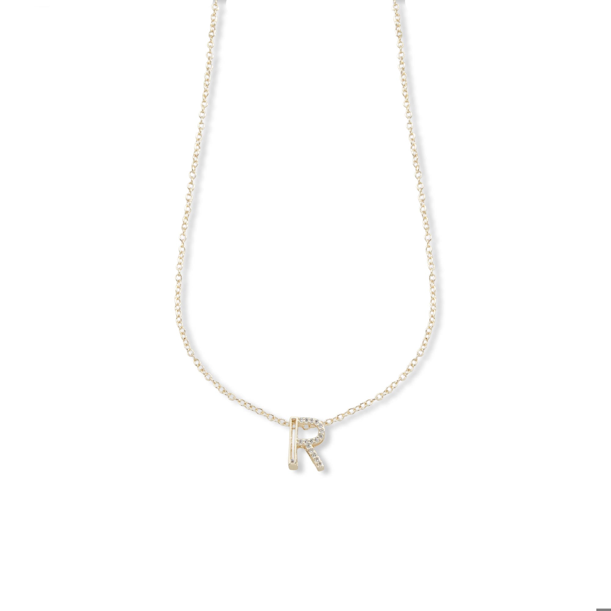 Collar letra acanalada con circonias 45-50cm