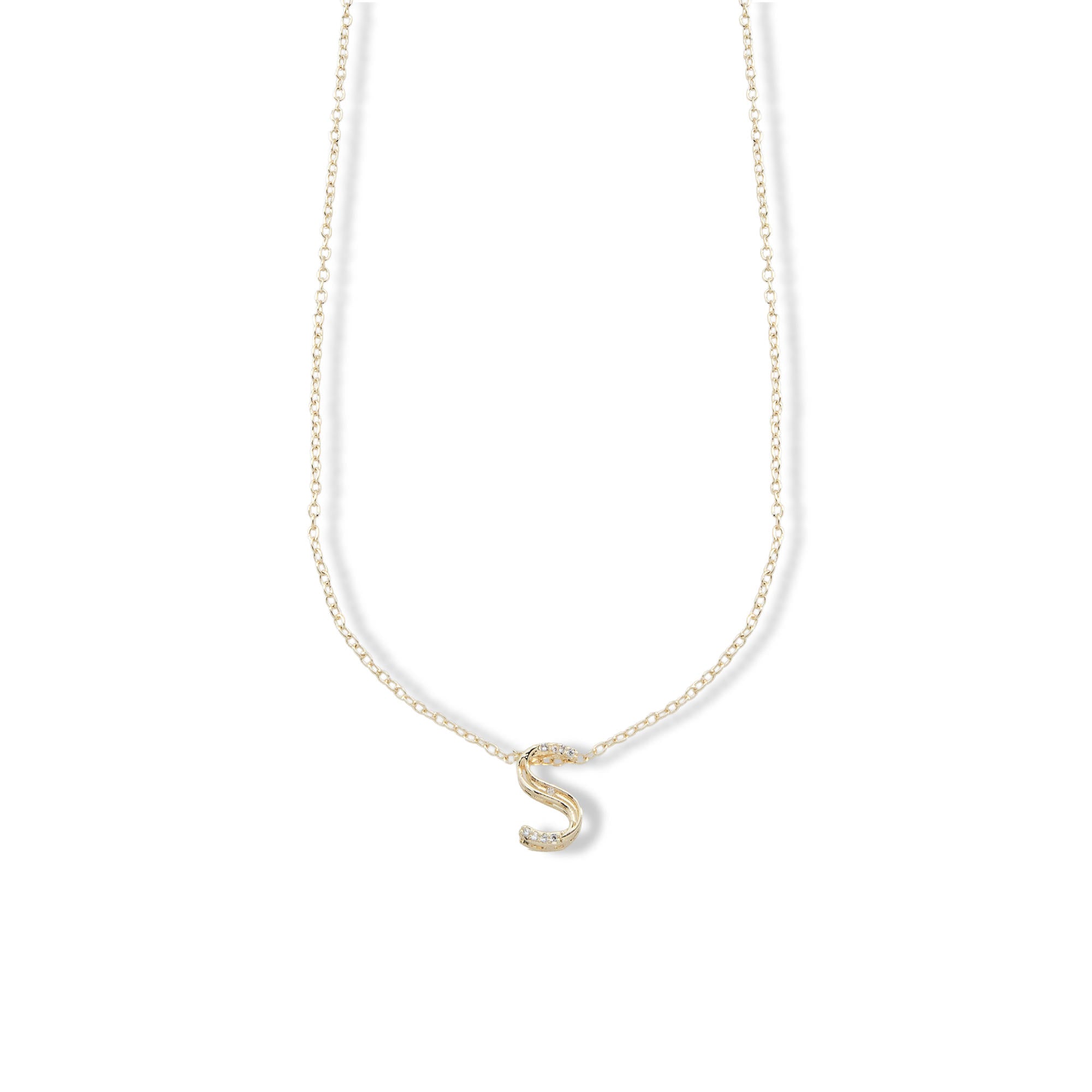 Collar letra acanalada con circonias 45-50cm