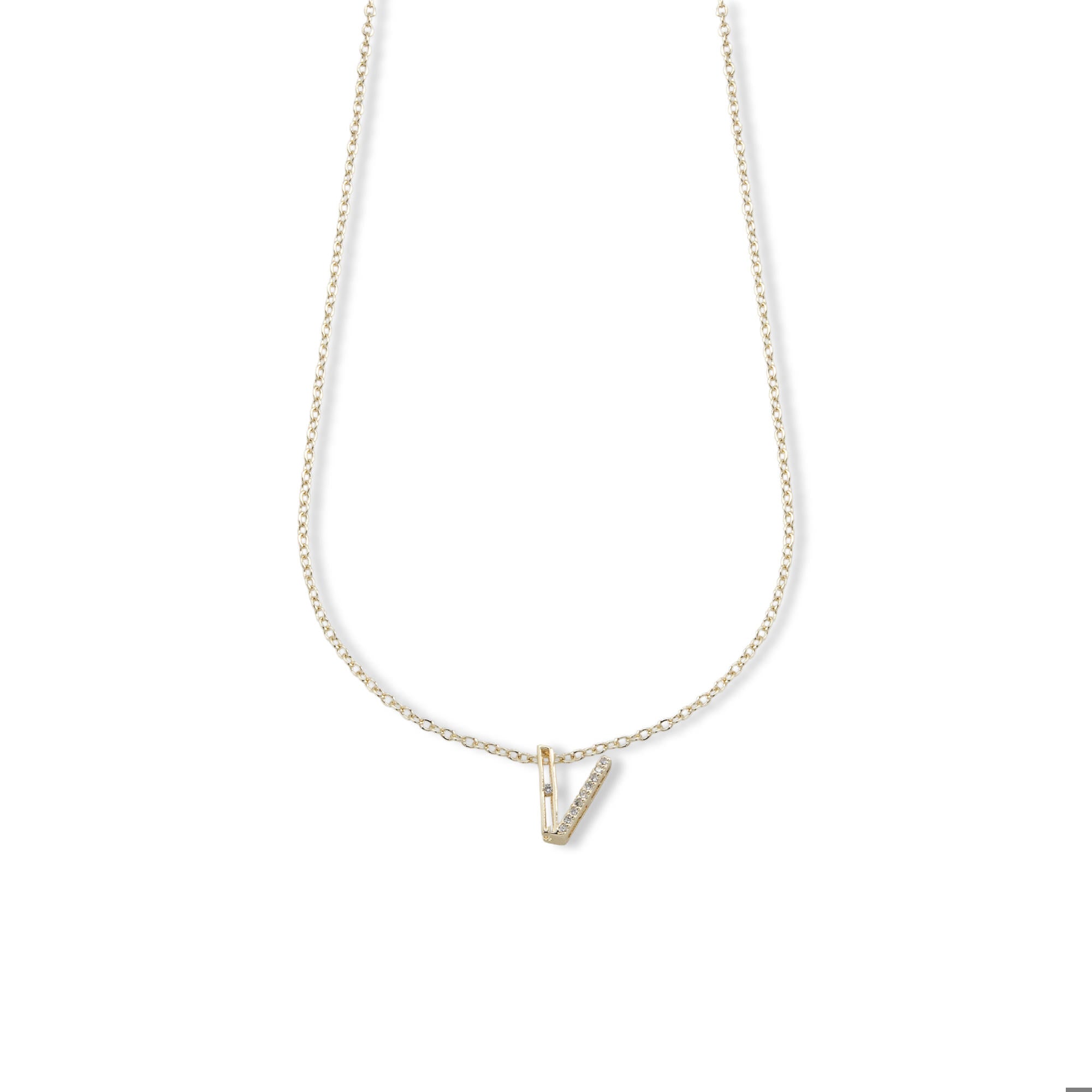 Collar letra acanalada con circonias 45-50cm