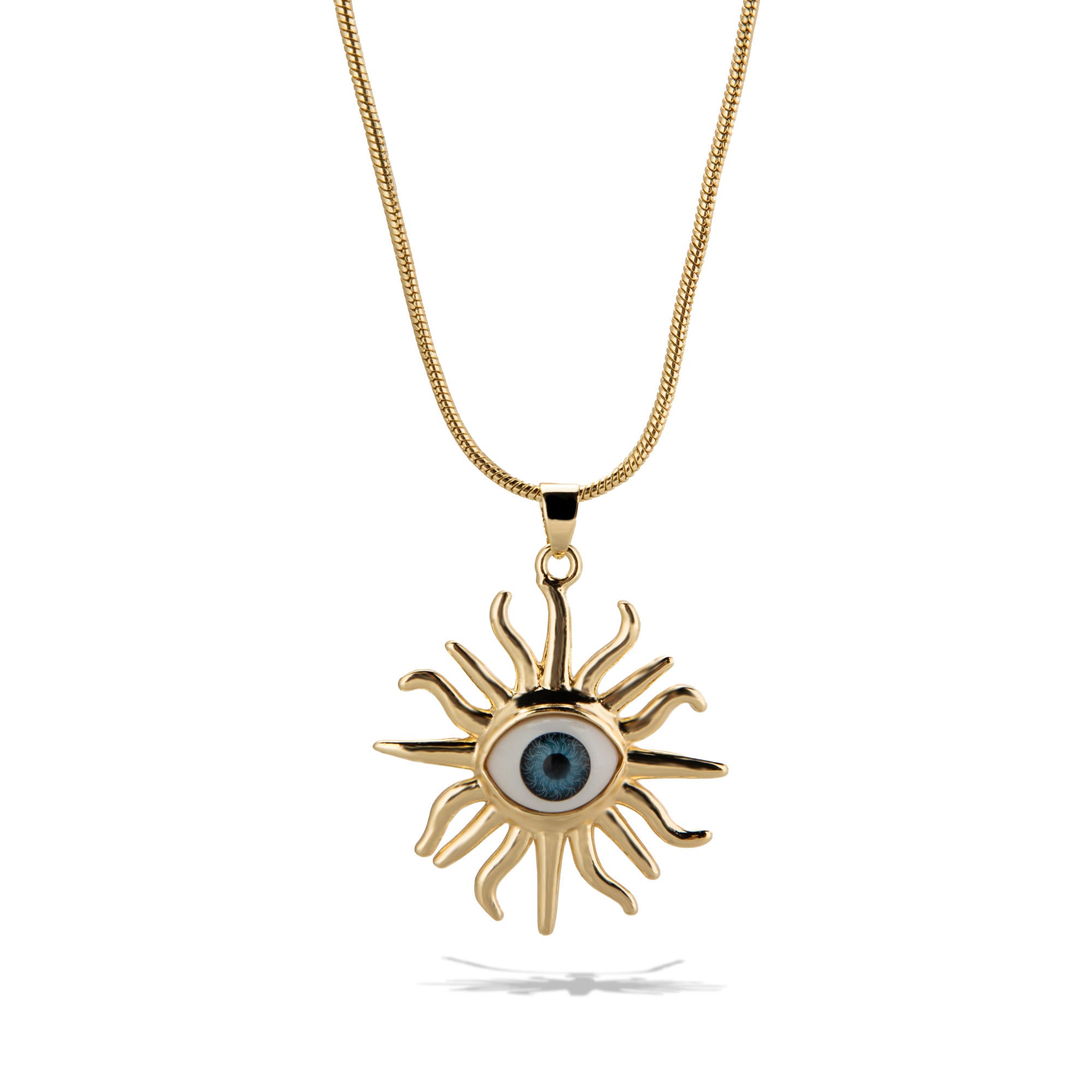 Collar cola de rata dije sol con ojo realista azul 45-49cm