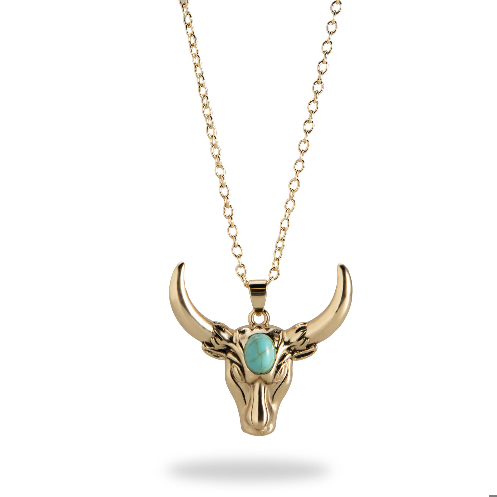 Collar eslabon dije cabeza de toro con piedra 45-49cm